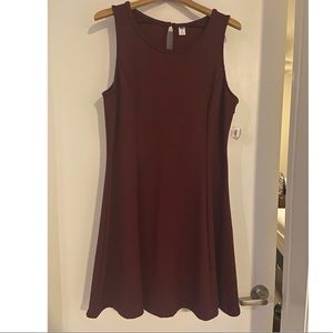 Maroon dress.